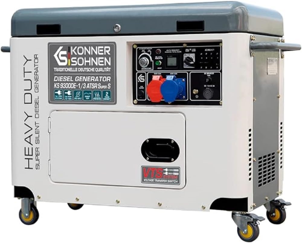 K&S Könner&Söhnen Könner Söhnen KS 9300DE-1/3 ATSR Stromgenerator, 7500(400 V)/6500 Watt(230 V), 1 × 16A (400 V)/1 × 32A (230 V), notstromaggregat