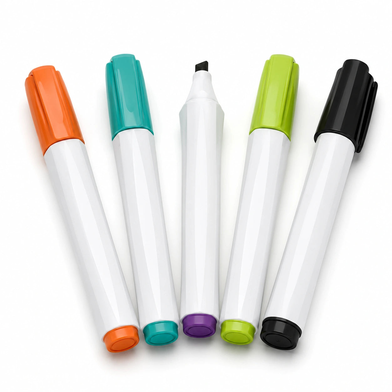 Whiteboardmarker Set mit 5 Farben Keilspitze Schwarz Orange Grün Türkis Lila