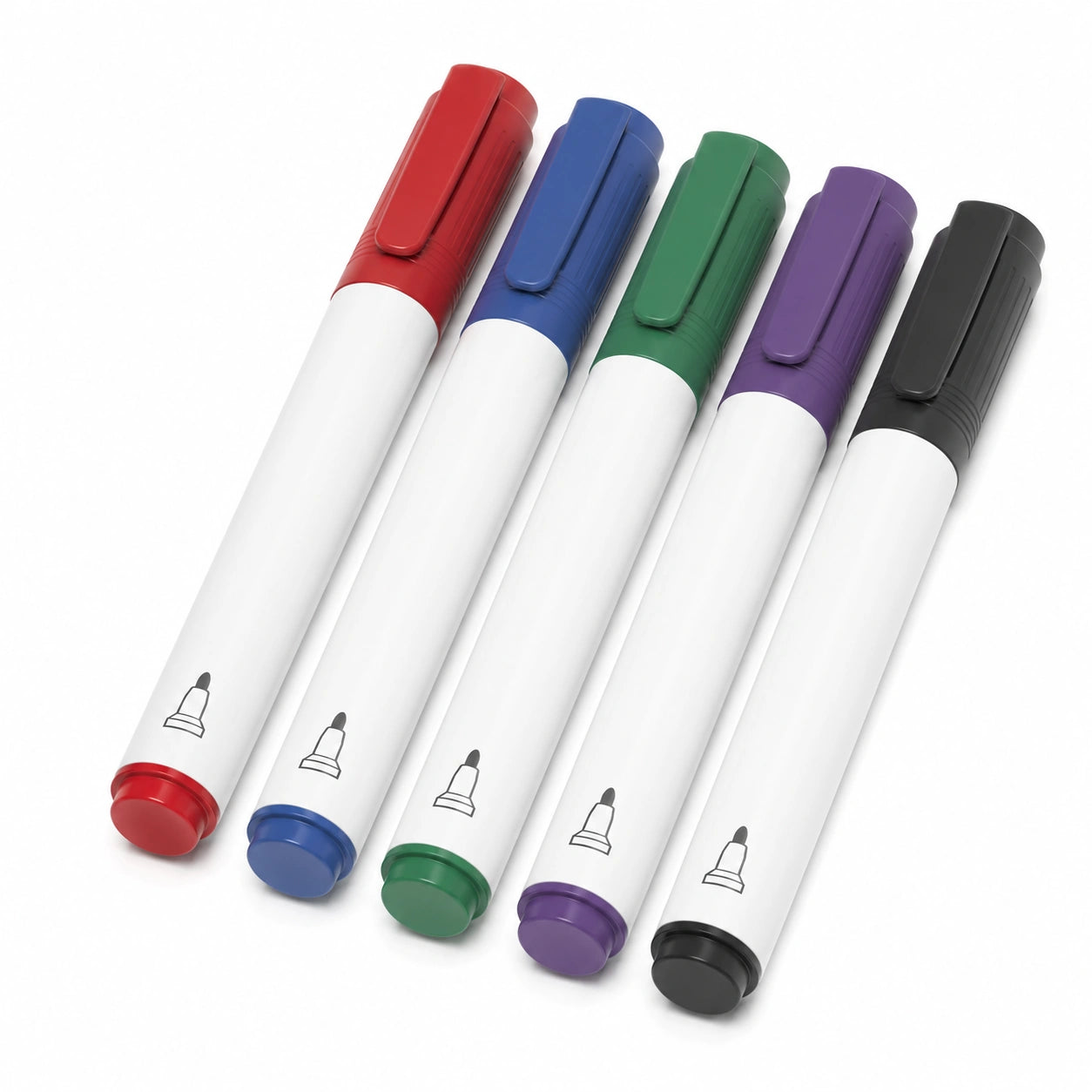 Whiteboard-Marker Set mit 5 Farben: Rot, Blau, Grün, Violett, Schwarz