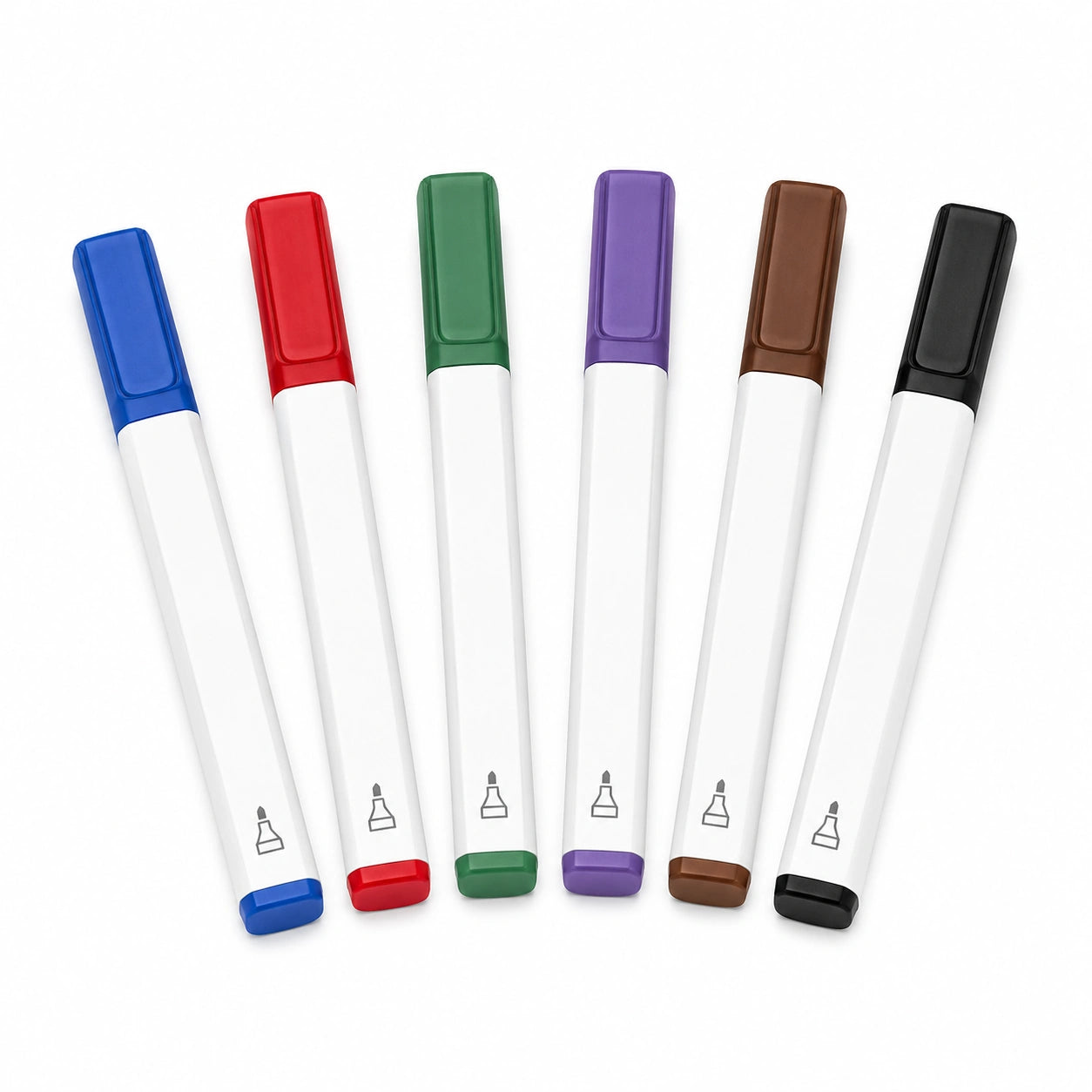 Whiteboard-Marker 6er-Set in Blau, Rot, Grün, Lila, Braun und Schwarz mit Rundspitze