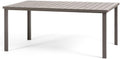 SIEDITI FUORI E DENTRO Gartentisch 180 × 90 cm, Terrassentisch für außen mit lackiertem Stahlgestell und Holzoptik-Latten aus Polyethylen, Braungrau