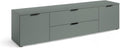 Stella Trading Kommode Lowboard Salbei , 180 × 47 × 40 cm (B/H/T), Moderner Fernsehschrank mit Schubladen und viel Stauraum