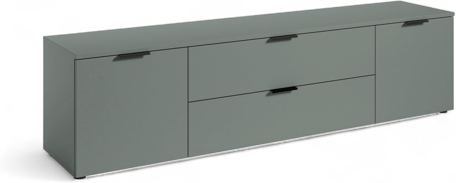 Stella Trading Kommode Lowboard Salbei , 180 × 47 × 40 cm (B/H/T), Moderner Fernsehschrank mit Schubladen und viel Stauraum