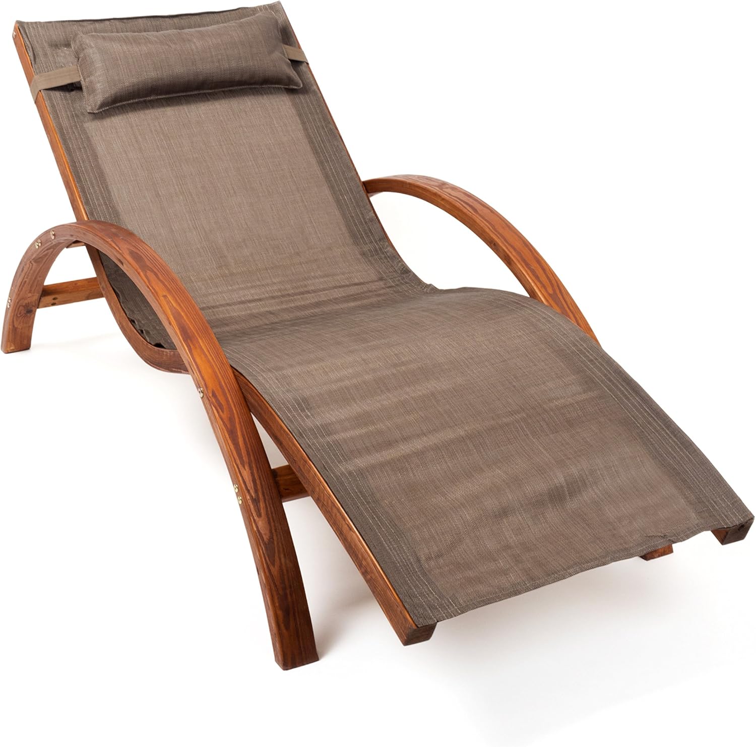 Ampel 24 Liege Relax stuhl Tropica , Gartenmöbel aus vorbehandeltem Holz, Relaxliege mit Armlehnen, Stuhl Bespannung braun, wetterfeste Gartenliege