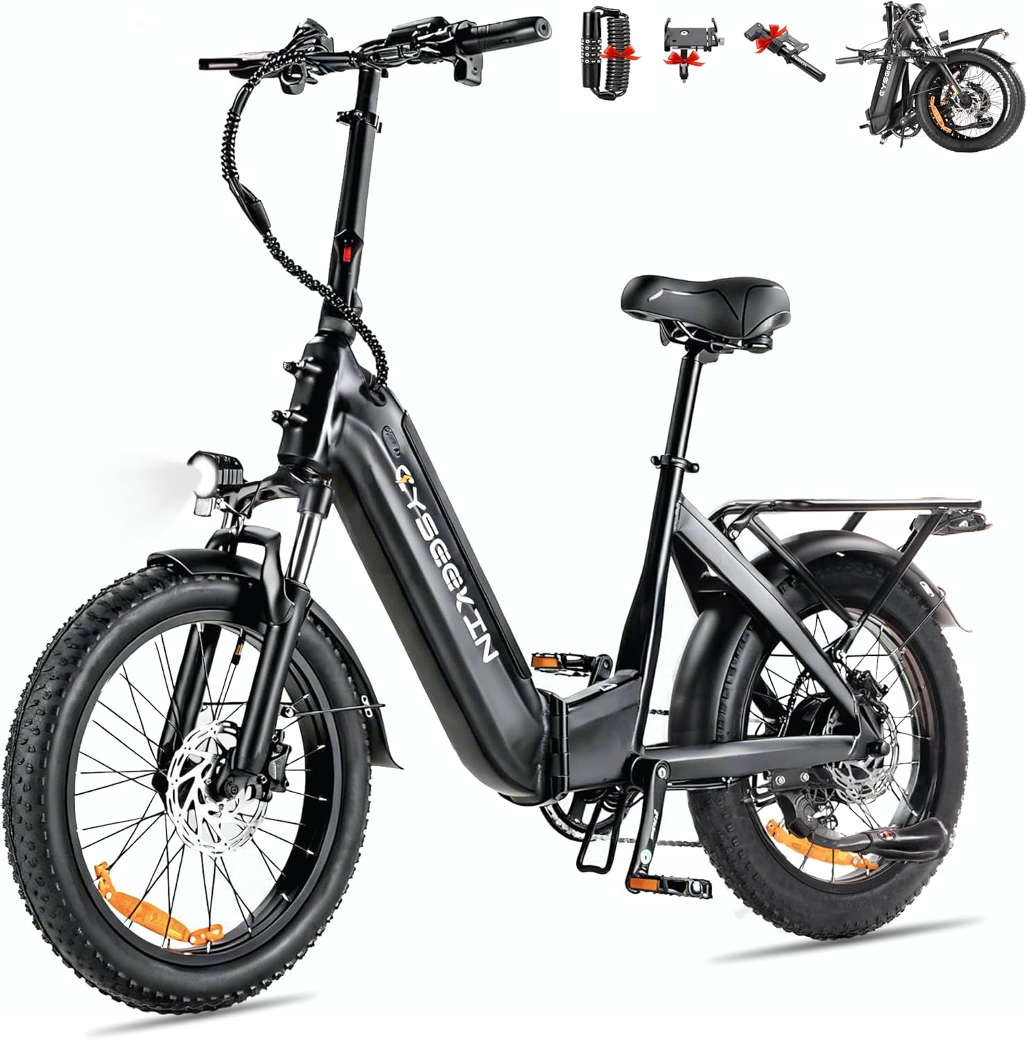 Cyseekin C20 Bike Klapprad Elektrische Cityräder, LCD Farbdisplay Shimano 7-Gang Elektrofahrrad für Damen Herren, 6Ah Akku bis 120km, 48 V