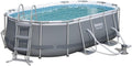 Bestway Power Steel Frame Pool Set, 424 × 250 × 100 cm, Grau, Oval