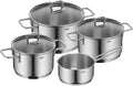 Silit Alicante Topfset Induktion 4-teilig, Kochtopf Set mit Glasdeckel, Induktions Töpfe Set unbeschichtet, Edelstahl poliert