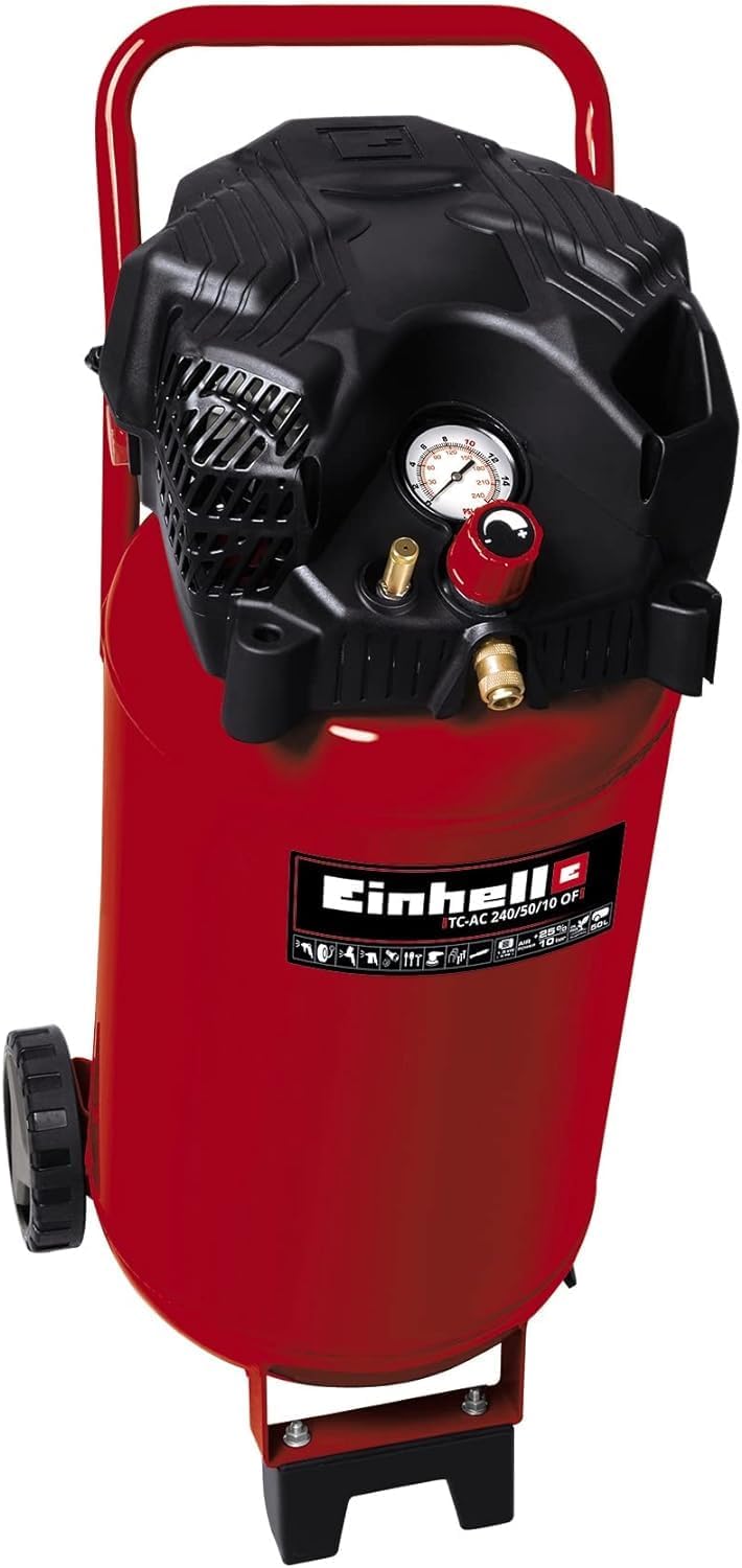 Einhell Kompressor TC-AC 240/50/10 OF, 1500 W., 50 l-Tank, 240 l/min Ansaugleistung, Max. 10 bar, Motordrehzahl 18000 min^-1, Ölfrei