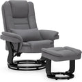 M MCombo Relaxsessel mit Liegefunktion, Bis 120 Kg Belastbarer TV-Sessel für Wohnzimmer, Grau, Lesesessel, 360° Drehbarer Fernsehsessel, Mit Hocker