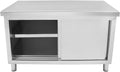 banborba Schrank Arbeits mit Schiebetüren , 120 × 50 × 86 cm, Edelstahltisch für Küche, Freistehend Edelstahlschrank, Küchen Arbeitstisch Schrank