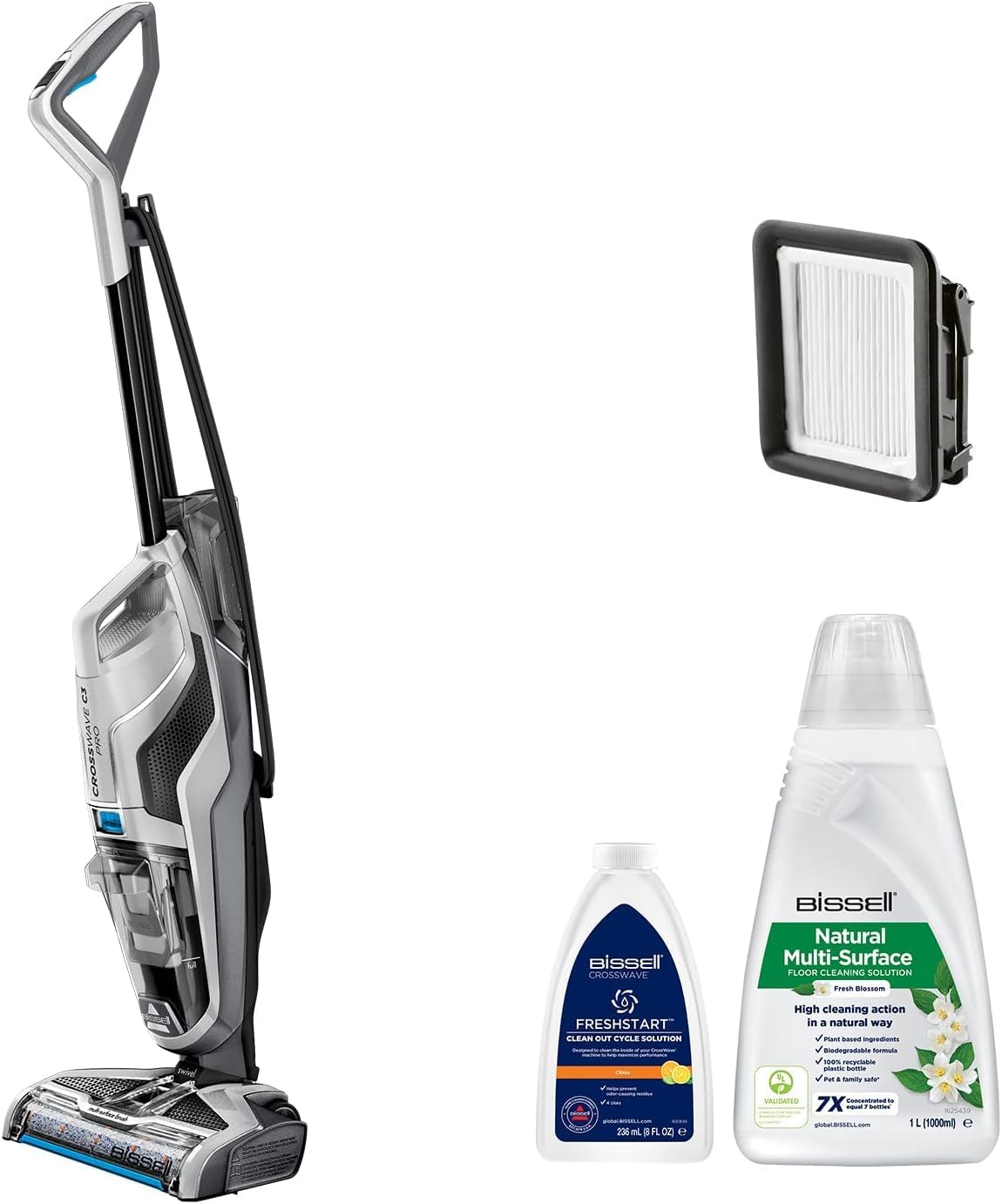 BISSELL CrossWave C3 Pro, Nass Trockensauger mit Kabel, Saugt, Wischt & Trocknet, Kraftvolle Extraktion von Nasse & Trockene Schmutz, 3555N