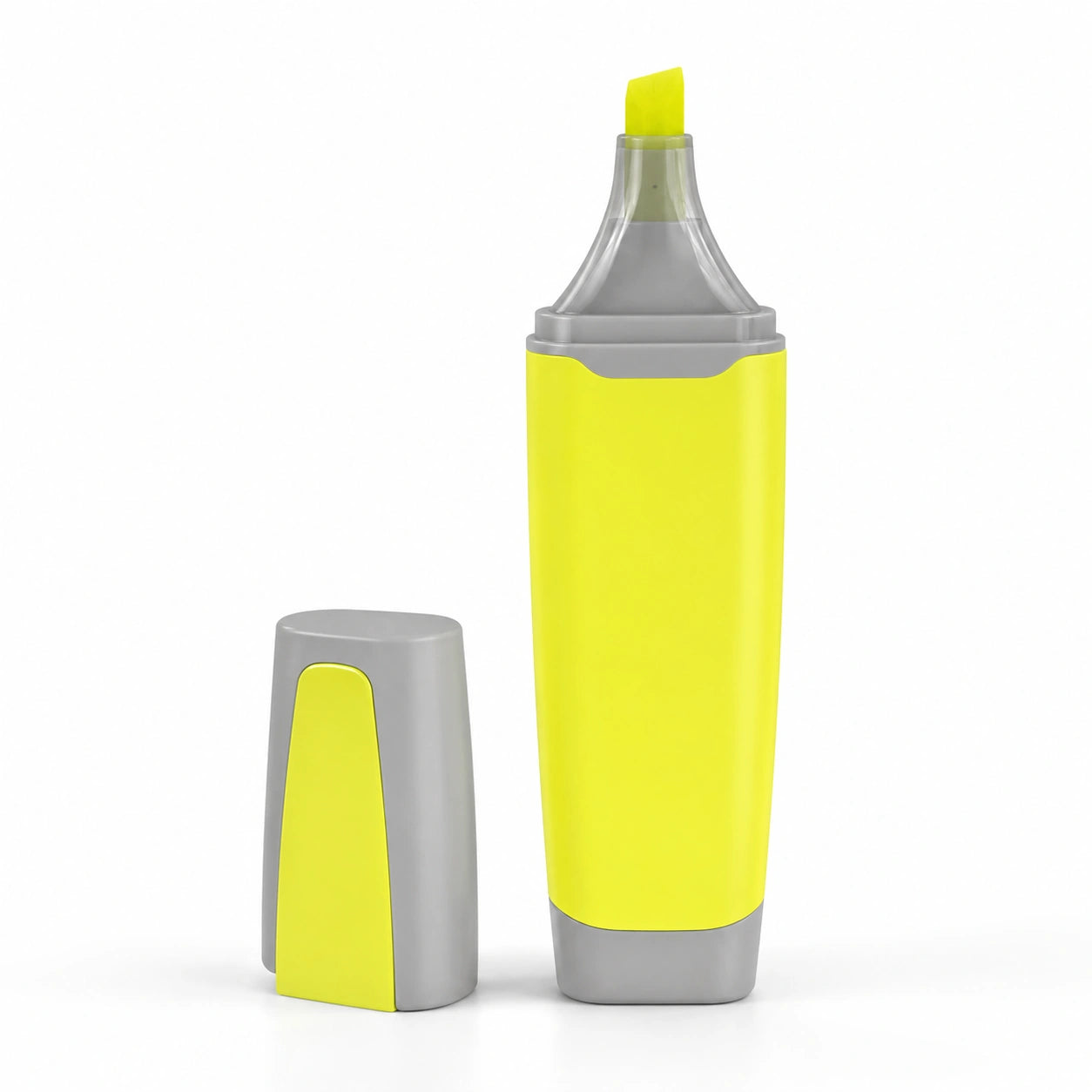 Gelber Textmarker mit Keilspitze, Ergonomisches Design
