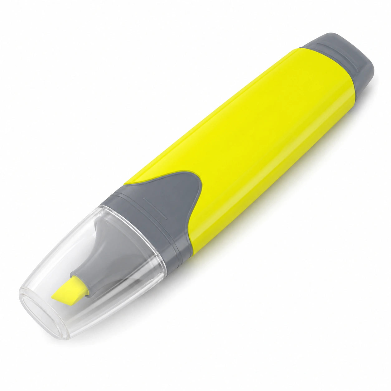 Gelber Textmarker mit Breiter Spitze und Grauer Kappe