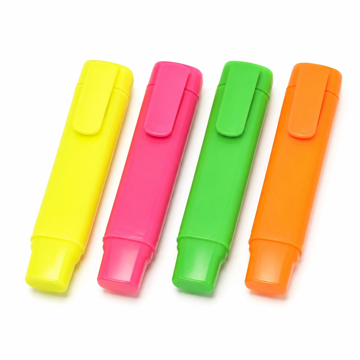 Leuchtende Textmarker im 4er-Set - Gelb, Pink, Grün, Orange