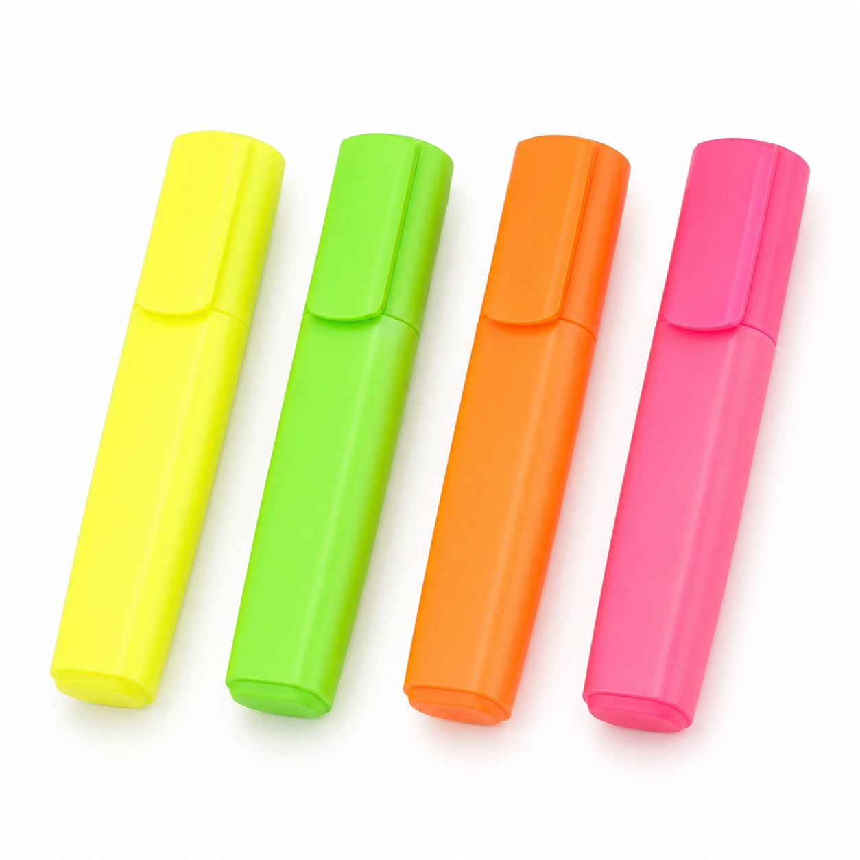 Textmarker Set - Neonfarben: Gelb, Grün, Orange, Pink