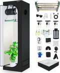 BOSYTRO Grow Komplettset Zuchtzelt, 120W LED Grow Lampe Vollspektrum, Zeitschaltuhr (60 × 60 × 180 cm-4Z), Led Grow Tent Kit, Timer, Edelstahl
