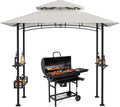 Eikuavons Pavillon Grill 238 × 148 × 242 cm , 2 Seitenablagen, UV30+ Sonnenschutz, 40 × 40 × 0, 8 mm, 238 × 148 × 242 cm, BBQ, 10 Haken, Ablagekorb