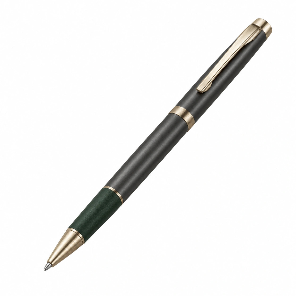 Eleganter Drehkugelschreiber Schwarz-Grün Goldakzente