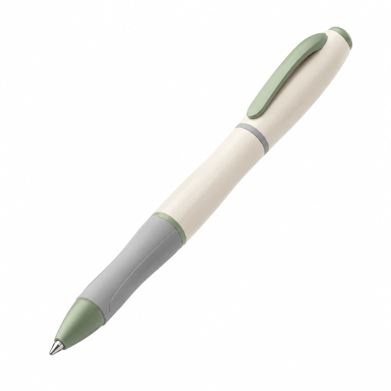 Ergonomischer Kugelschreiber Beige/Grün
