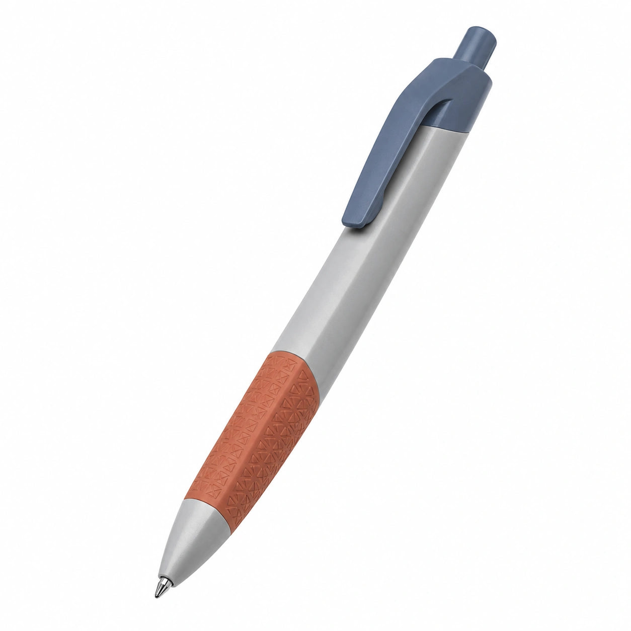 Kugelschreiber mit Gummigriff Grau/Blau