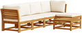vidaXL Sofa Garten Lounge 6-TLG., Gartenmöbel , Massivholz Akazie, Sitzgruppe für Garten Terrasse, Gartenmöbel mit Kissen Latten-Design, Weiß/Braun