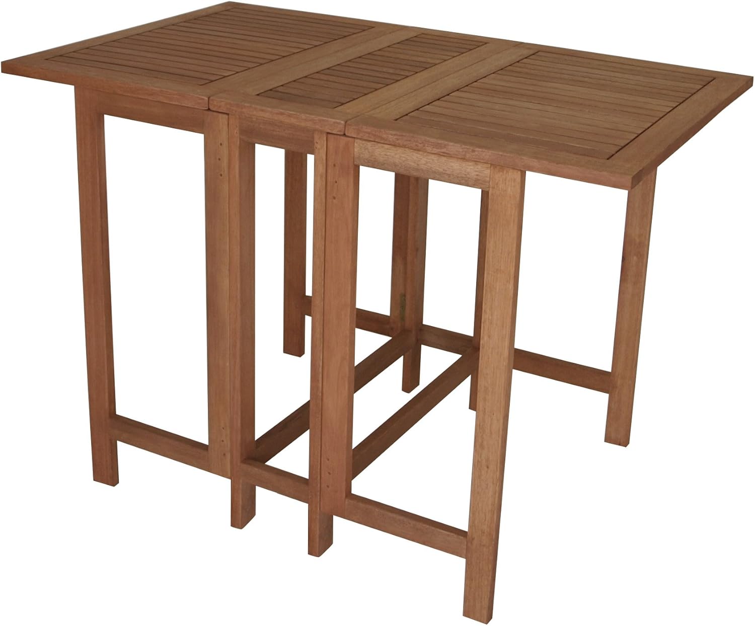 gartenmoebel-einkauf Esstisch Doppel Klappentisch Balkon Tisch 107 , 74 cm, Eukalyptus geölt, Zertifiziert, braun
