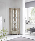 möbelando Eckvitrine Vitrinenschrank Glasvitrine Vitrine Berlin I Sonoma Eiche, zugleich großzügigen Stauraum, Beleuchtung, MDF