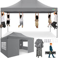 COBIZI Pavillon 3 × 4,5 wasserdicht stabil Winterfest 3.0, Grau, Faltpavillon 3 × 4,5 Partyzelt
