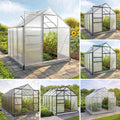 BRAST Gewächshaus Aluminium mit Fundament, 250 × 190 × 195 cm Silber, 130 × 190 × 195 cm, 490 × 250 × 235 cm, 6 mm Hohlkammerplatten, 42 Modelle