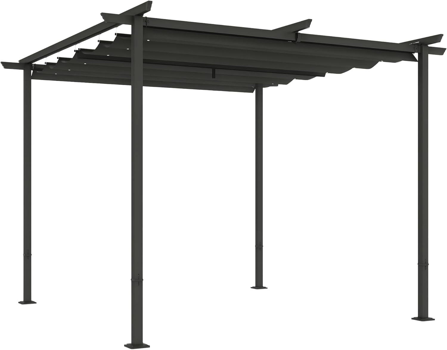 Outsunny Pergola 3 × 3 m Garten Pavillon Terrassendachung aus Metall, Gartenpavillon mit Verstellbares Sonnendach, Dunkelgrau