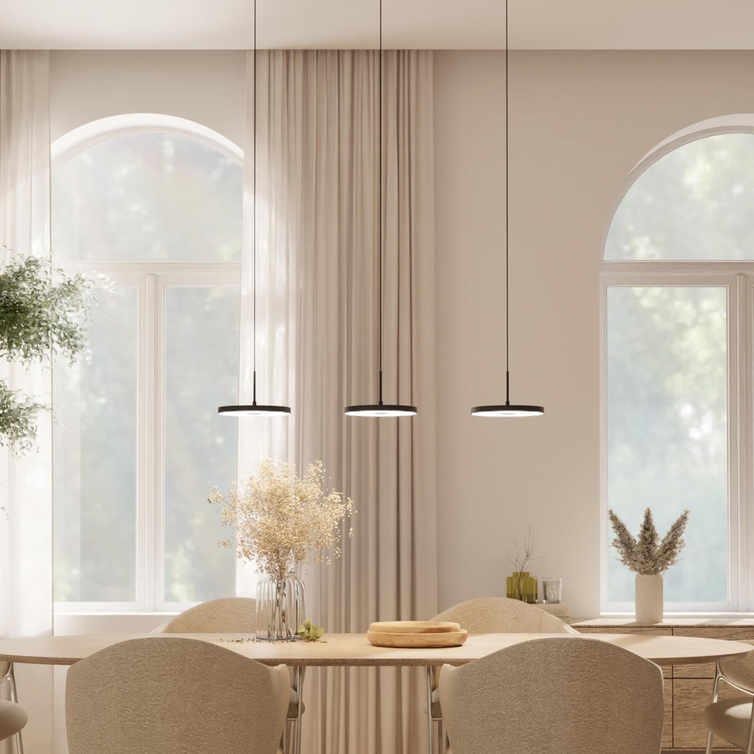 LUMIÈRE Design Dimmbare Pendelleuchte 'Evanos', Deckenleuchte, LED Deckenleuchte, Fernbedienung, App-Steuerung, App-/WLAN-Steuerung, dimmbares Licht
