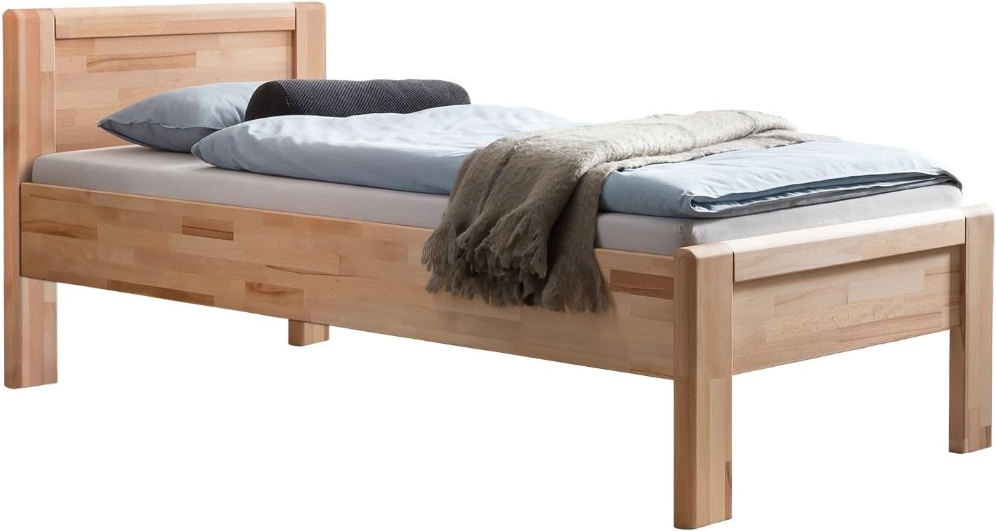 HOMELIV. Bettgestell Ewen Seniorenbett Massivholz 90 200 , 48 cm Einstiegshöhe, Belastbarkeit: 160 kg, 200 cm, Auflageleisten, Natur