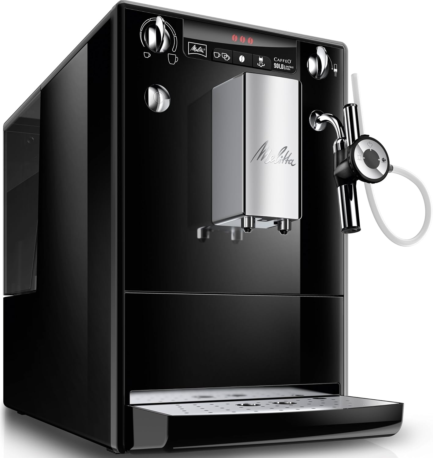 Melitta Caffeo Solo & Perfect Milk, E957-201, Schwarz, Kaffeevollautomat, Mit Milchsystem, 3 stufig einstellbare Kaffeestärke