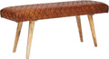 FineBuy Möbel zum Wohlfühlen Sitzbank, 115 cm, Massivholz, Leder, Retro Polsterbank für Garderobe Schlafzimmer & Wohnzimmer