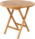 Divero runder Gartentisch ALASSIO aus Teak Holz, Farbe: Natur-Braun, Klappbar