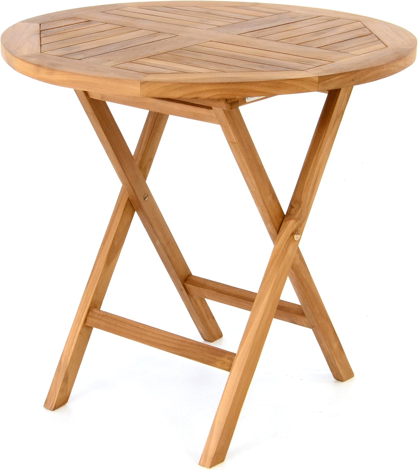 Divero runder Gartentisch ALASSIO aus Teak Holz, Farbe: Natur-Braun, Klappbar