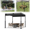 VA-Cerulean Pavillon Metall Pergola Schiebedach, , für Gärten Schwarz, verstellbar