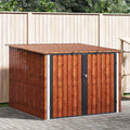 IBUQDDV Fahrradschuppen Stück Braun 215 206 Gerätehaus, 157 cm, für Fahrräder und Zubehör, Braun/Schwarz, Stauraum, Metall