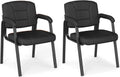 COSTWAY Konferenzstühle 2er Set, Schwarz, Besucherstühle mit gepolsterten Armlehnen und Metallrahmen, Wartezimmerstühle für Büro, Konferenz, Empfang