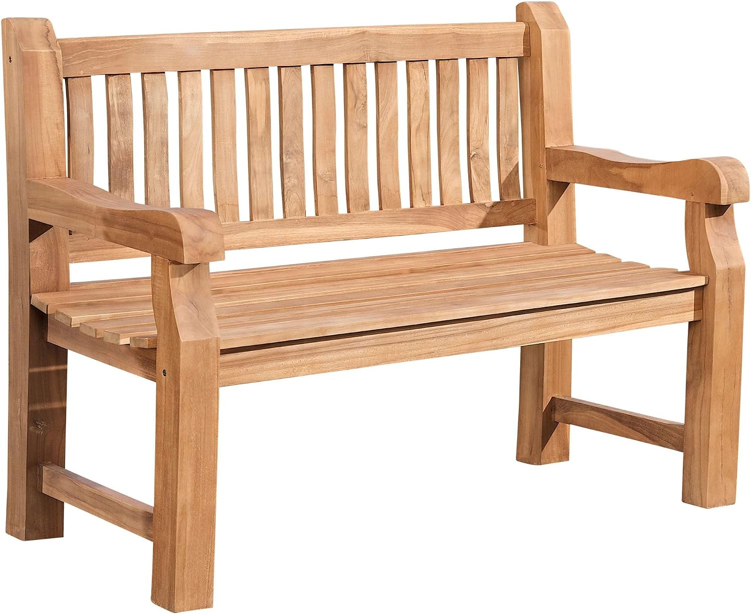 CLP Teakbank Jackson V2 I Wetterfeste Holzbank mit Rückenlehne I Stabile Gartenbank aus massivem Teakholz, Größe: 120 cm, Farbe: Teak
