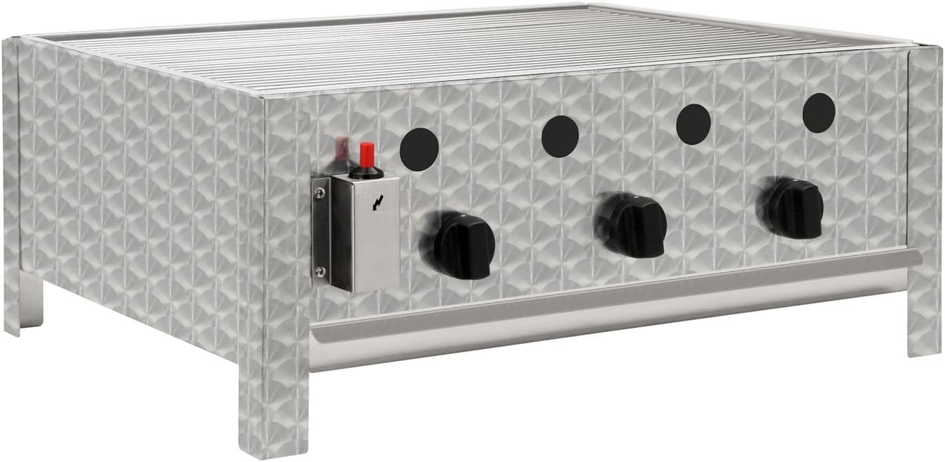 BBQ-Toro Edelstahl Gastrobräter, 27 cm, 3-flammig, 64 x, 52 x, Gastrogasgrill, Tisch grill, Gastrogrill, Tischgasgrill, Gastischgrill