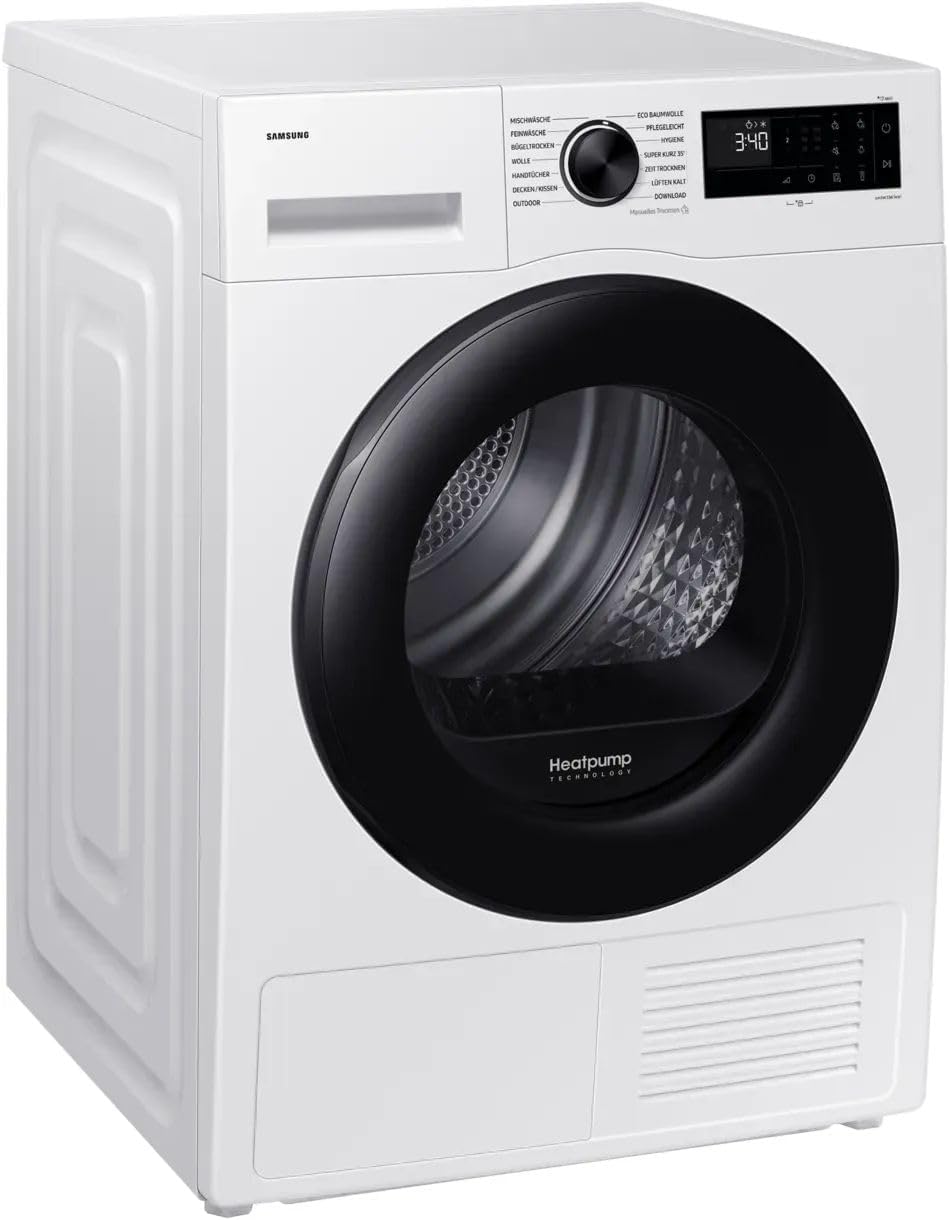Samsung Wärmepumpentrockner, 9 kg, DV5000D, DV90DG52A0AEEG, EEK: C, AI Wäschetrockner mit WiFi-SmartThings-App, Hygiene-Programm, Air Refresh