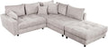 Riess Ambiente Modernes Ecksofa Kent 220 cm beige Cord inkl. Hocker Federkern L-Form Wohnlandschaft