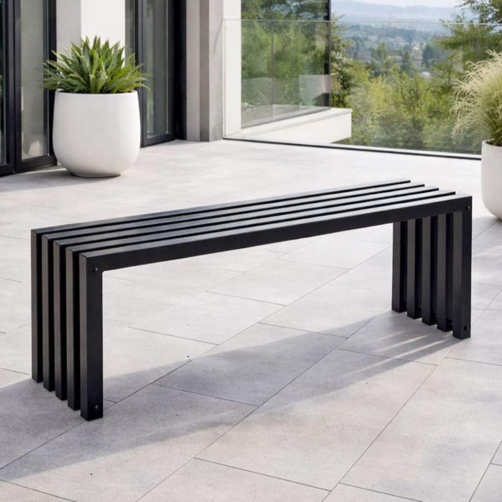 DanDiBo Gartenbank Wetterfest Metall Outdoor Sitzbank, Flächenverteilt belastbar bis 300 kg, 120 cm, wetterbeständig, Garten Bank Parkbank Eisen