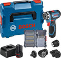 Bosch Professional 12 V System Akku Bohrschrauber GSR 12 V-15 FC, Inkl. 2 × 2.0 GBA 12 V Akku, 40-tlg. Zubehör-Set 40, Ladegerät, FlexiClick System