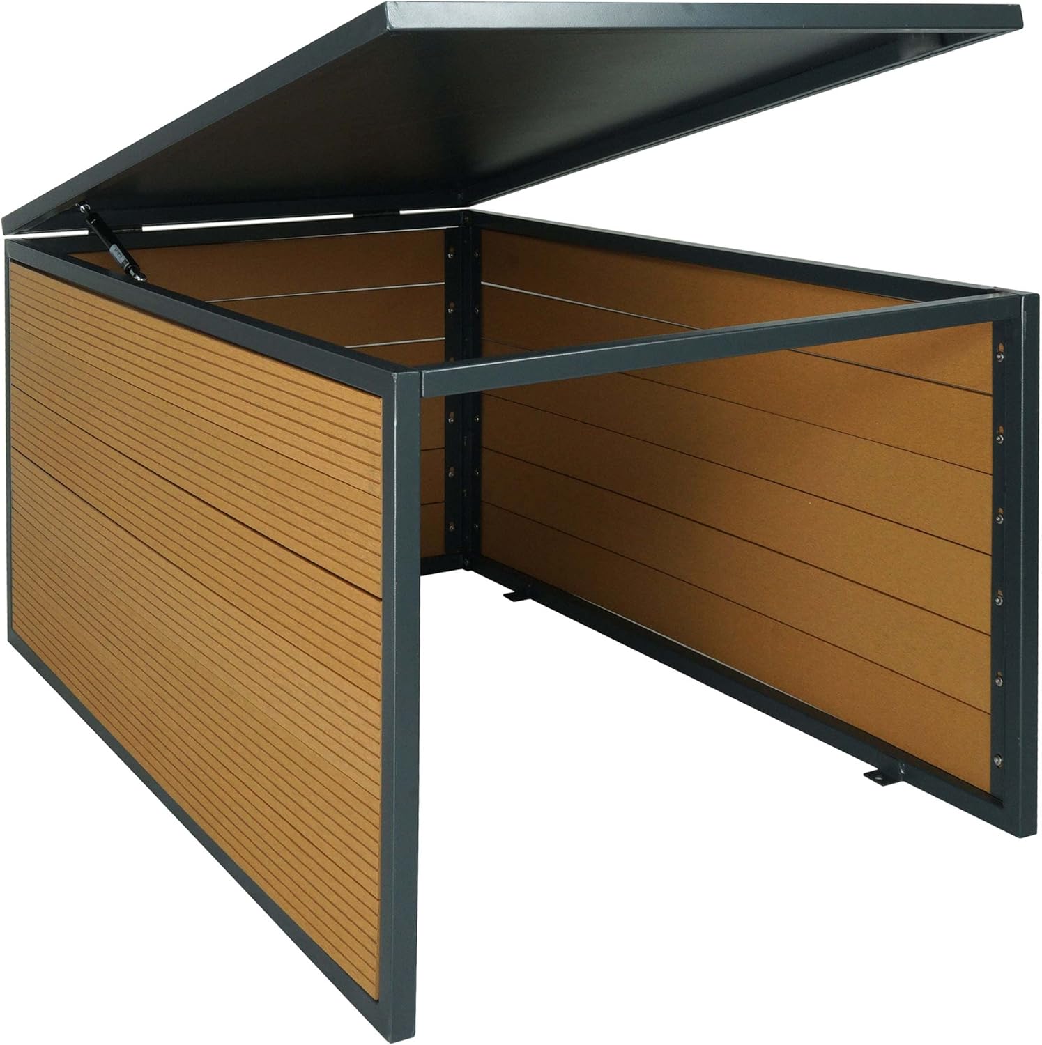 Mendler XL Mähroboter-Garage mit Deckel HWC-L45, WPC Metall 43 × 70 × 90 cm, Dach Unterstand für Rasenmäher, Eiche-Optik