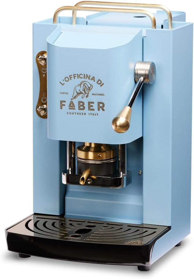 FABER COFFEE MACHINES Deluxe Kaffeemaschine, 44 mm, Aluminium, Stahl, Metall, Blau/Gold