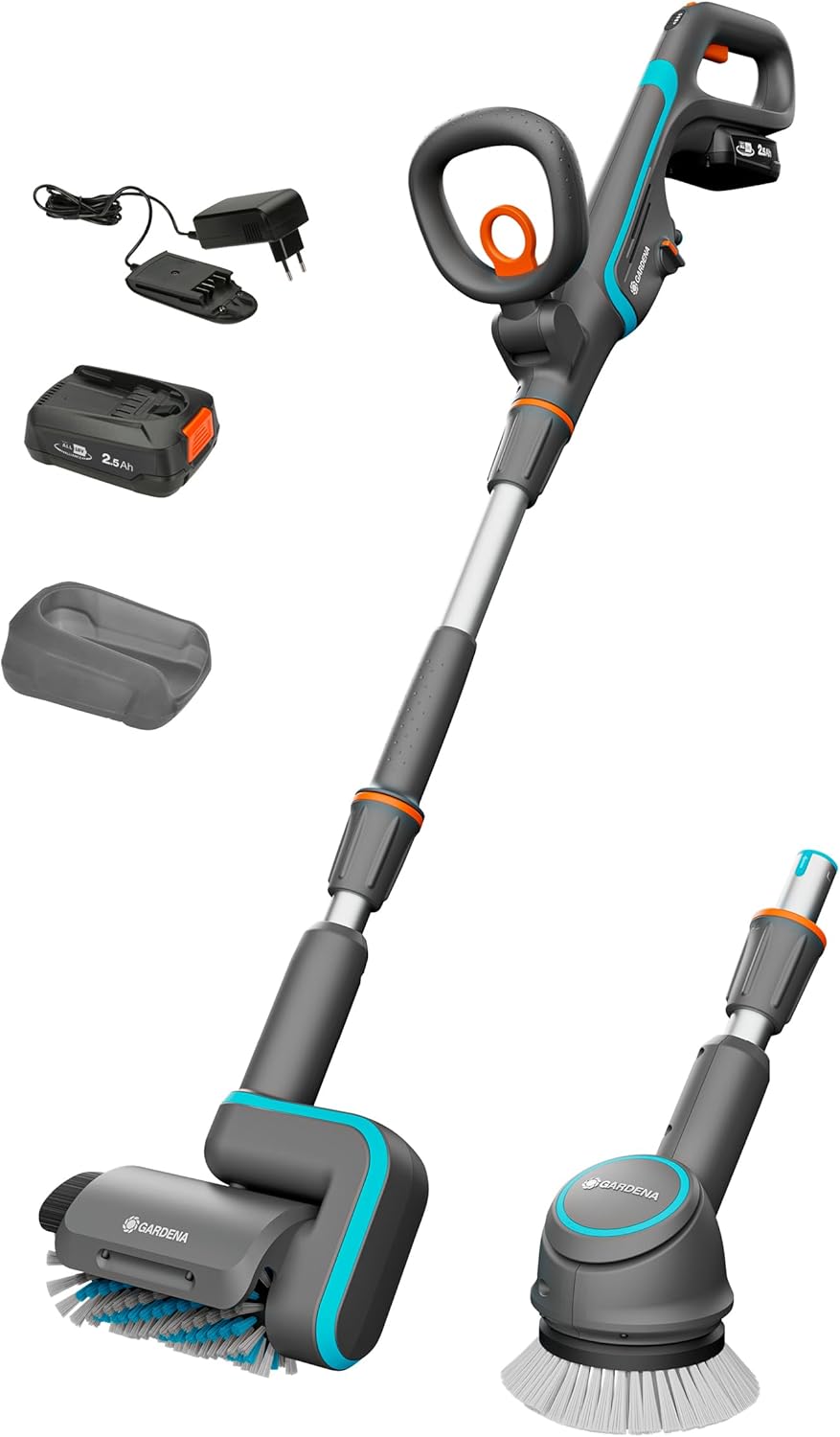 Gardena Akku-Multi-Reiniger AquaBrush Universal 04/18 V P4A Ready-To-Use Set: Außenreinigung, Universelle Flächenreinigung, Bürstenprofil, Kabellos