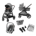 Maxi-Cosi Zelia S Trio Kinderwagen 3 in 1 Komplettset, Bis 22 kg, Grau, 0-4 Jahre, Zusammenklappbar, Kompakt, Verstellbarer Baby Kinderwagen, Zubehör