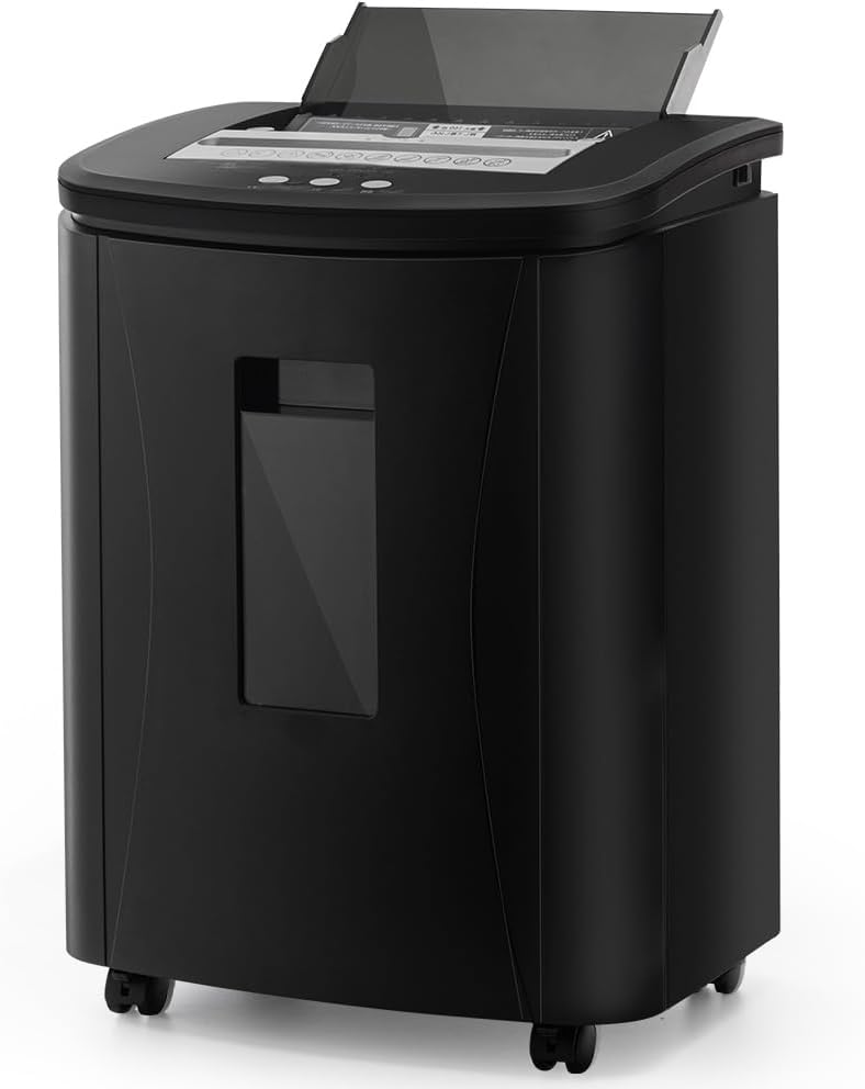 Trisruvian Automatischer Aktenvernichter mit Mikroschnitt: 150 Blatt Einzug, P-4 Sicherheit, 40 Min Dauerbetrieb, 25L Rollenbehälter, Büro